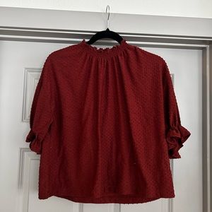 High neck textured blouse